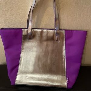Clinique tote in silver and lavender